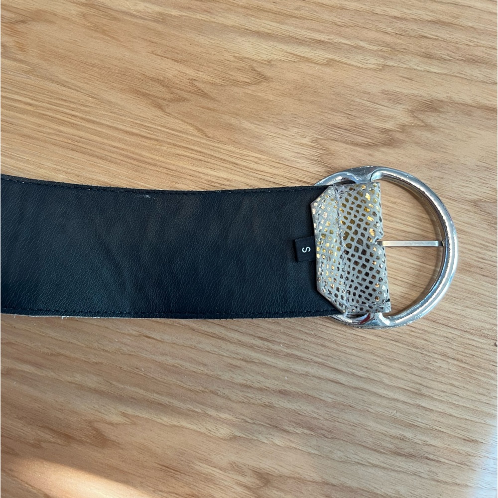 Gold Brown Snake Reptile Print Thick Women's Belt Small - Picture 2 of 8